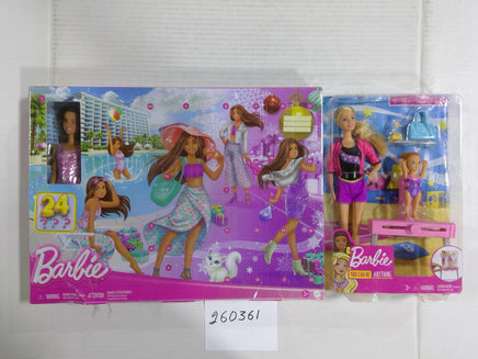 Mattel Barbie Doll Playset Lot Advent Calendar 24 Surprises Gymnastics Coach