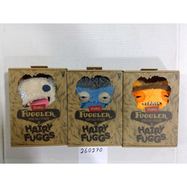 Zuru Fuggler Hairy Fuggs Funny Ugly Monster Plush Set of 3 Cream Blue Orange NEW