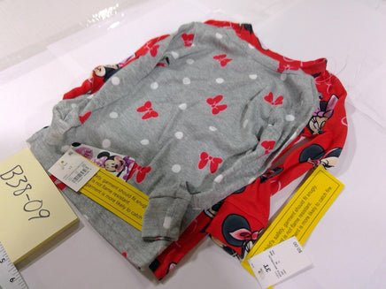 Disney Minnie Mouse Pajama Set Girls 3T Red Gray Long Sleeve Cotton Sleepwear