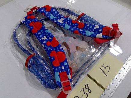Disney Mickey Mouse Backpack Kids Clear Blue Red Mesh Pockets School Bag NWT