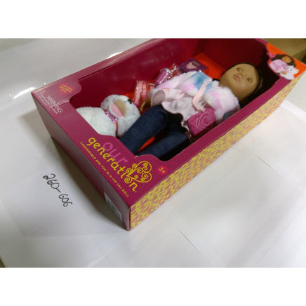 Our Generation Ines & Jojo 18in Doll and Pet Dog Set New NIB Dark Brown Hair