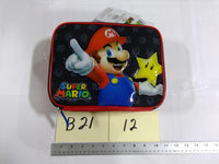 Super Mario Bros Kids Padded Tote Bag Mario Star Zip Case Red Black New