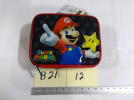 Super Mario Bros Kids Padded Tote Bag Mario Star Zip Case Red Black New