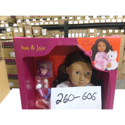 Our Generation Ines & Jojo 18in Doll and Pet Dog Set New NIB Dark Brown Hair