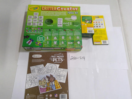 Crayola Critter Creator Fossil Kit Pets Coloring Book Crayons Pencils Lot New