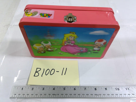 Nintendo Super Mario Kids Pencil Case Metal Supply Box Pink Princess Peach Toad
