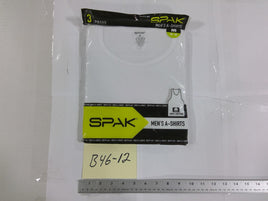 SPAK A-Shirts Mens Size Medium White 3 Pack Ribbed Tank Undershirts Cotton