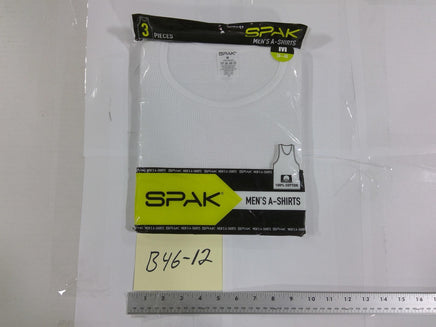 SPAK A-Shirts Mens Size Medium White 3 Pack Ribbed Tank Undershirts Cotton