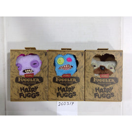 Zuru Fuggler Hairy Fuggs Funny Ugly Monster Plush Set of 3 New Purple Blue White