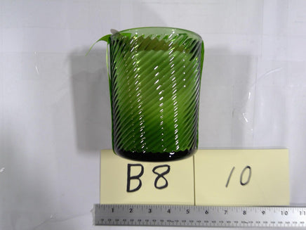 Apple Cinnamon Joy Scented Candle Green Ribbed Glass Jar Medium Holiday Decor