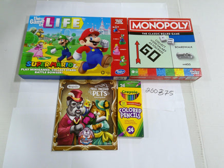 Hasbro Crayola Monopoly Game Of Life Super Mario Family Coloring Lot New Sealed