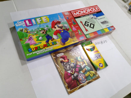 Hasbro Crayola Monopoly Game Of Life Super Mario Family Coloring Lot New Sealed