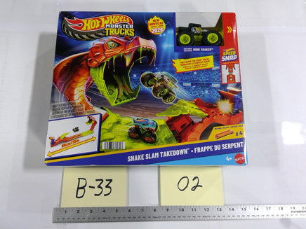 Hot Wheels Monster Trucks Snake Slam Takedown Playset Bone Shaker New Multicolor