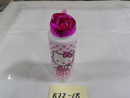 Sanrio Hello Kitty Kids Water Bottle Pink Plastic Drink Cup With Lid Reusable