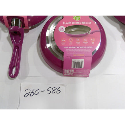 GreenLife Ceramic Nonstick 8in Frypan Purple Induction Ready NEW Set of 4