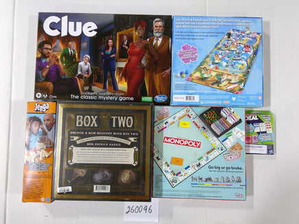 Hasbro Family Board Game Lot Clue Monopoly Jenga Disney Lilo & Stitch Box Two
