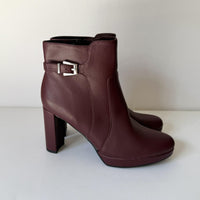 Naturalizer Boots Womens Size 9.5 Burgundy Braxton Ankle Booties Block Heel Zip
