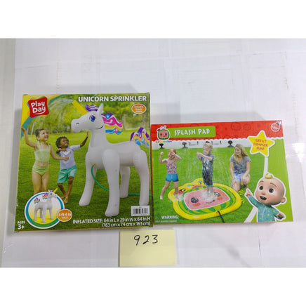 Play Day Unicorn Sprinkler & Cocomelon Splash Pad Kids Outdoor Water Toys New