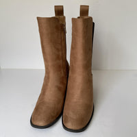 Boots Womens Size 6 Camel Kaydia Block Heel Chelsea Zip Square Toe Comfort Foam