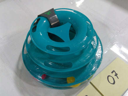 Quirky Kitty Triple Chase Ball Track Interactive Cat Toy Teal 3 Level Tower