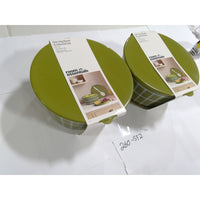 Room Essentials Serving Bowl & Utensil Set 2pk Olive Green Grid NEW