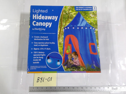 HearthSong Lighted Hideaway Canopy Kids Outdoor Hanging Play Tent 3+ Blue New