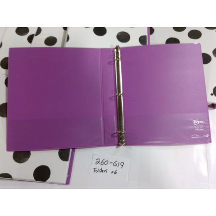 Avery 1 Inch 3 Ring Binder Set 6 Pack Polka Dot White Purple Excellent
