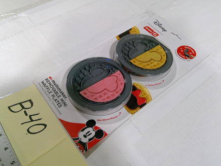 Disney Dash Mickey & Minnie Replacement Mini Waffle Plates Set Of 2 Gray Metal