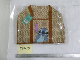 Stitch Disney Tote Bag Womens Large Beige Logo Brown Faux Leather Cartoon