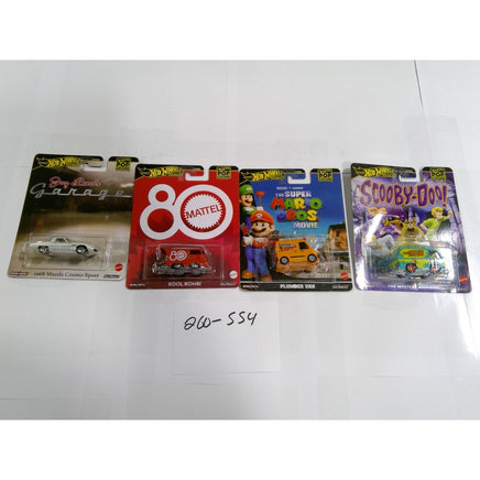 Hot Wheels Pop Culture Premium Set 4 Mario Mystery Machine Mazda Kool Kombi NEW