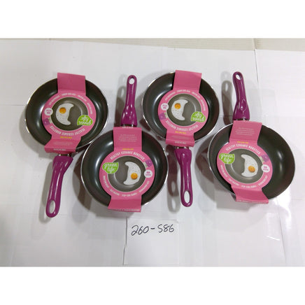 GreenLife Ceramic Nonstick 8in Frypan Purple Induction Ready NEW Set of 4