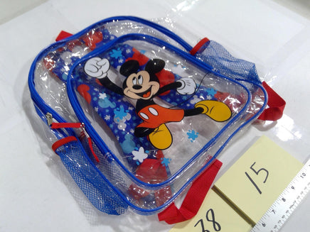 Disney Mickey Mouse Backpack Kids Clear Blue Red Mesh Pockets School Bag NWT