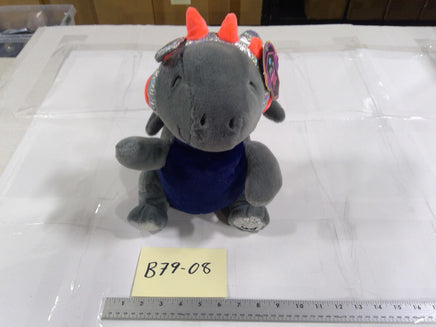 FAO Schwarz DJ Dragon Small Plush Stuffed Animal Toy Gray Blue Cute New