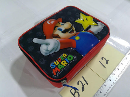 Super Mario Bros Kids Padded Tote Bag Mario Star Zip Case Red Black New