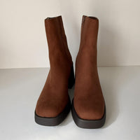 Sun + Stone Ankle Boots Womens Size 9 Brown Russet Tiannaa Block Heel Square Toe