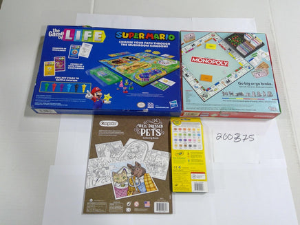 Hasbro Crayola Monopoly Game Of Life Super Mario Family Coloring Lot New Sealed