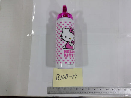 Sanrio Hello Kitty Kids Water Bottle Pink Hearts Plastic Drink Cup With Lid
