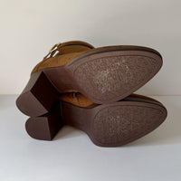 Style & Co Boots Womens Size 9.5 Brown ZAHARAA Ankle Block Heel Faux Suede Zip
