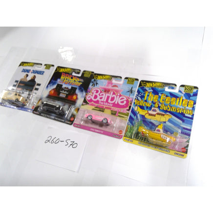 Hot Wheels Pop Culture Kids OS Multi NEW Movie Car Set Barbie Beatles DeLorean