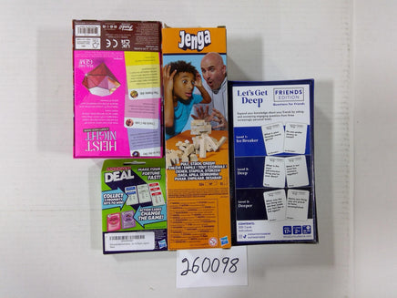 Mixed Lot Jenga Heist Night Monopoly Deal Let's Get Deep Party Card Games Lot 4