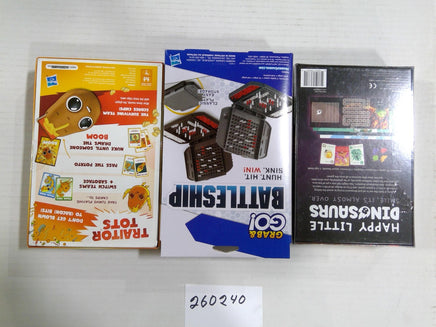 Traitor Tots Battleship Grab & Go Happy Little Dinosaurs Game Lot 3 New Sealed