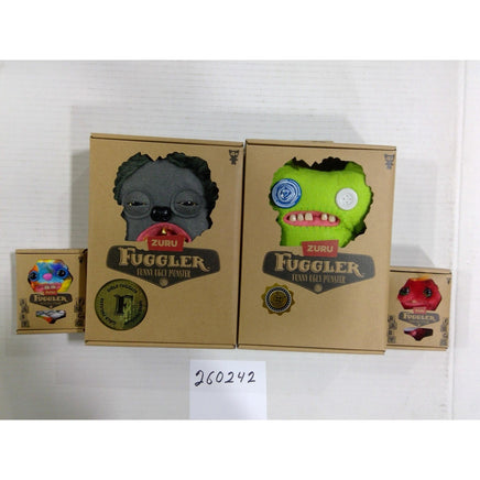 Zuru Fuggler Funny Ugly Monster Plush Set 4pc Grey Green Baby NIB NEW
