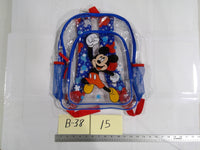 Disney Mickey Mouse Backpack Kids Clear Blue Red Mesh Pockets School Bag NWT