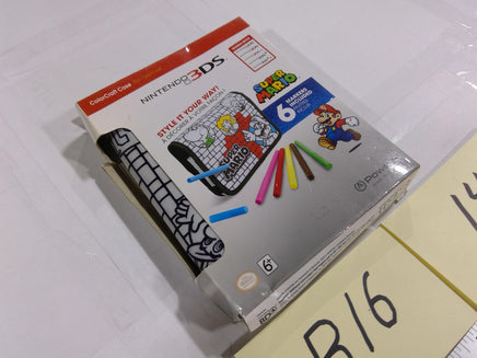Nintendo 3DS PowerA Super Mario ColorCraft Carry Case 6 Markers Black Open Box