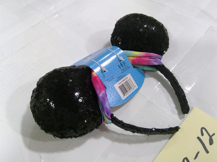 Disney Minnie Mouse Sequin Ear Headband Tie-Dye Bow Black Hair Accessory New