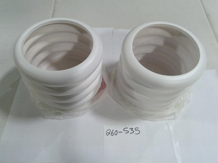 Set Of 2 White Ribbed Plastic Cylindrical Sleeves Industrial Part 260-S35