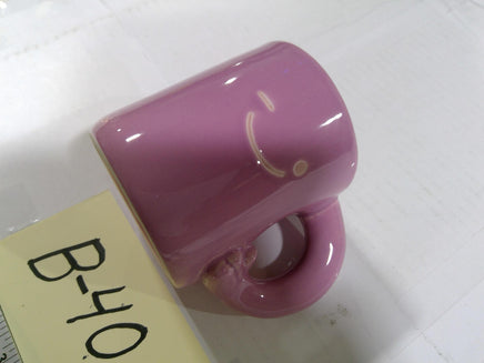 Pink Ceramic Coffee Mug Winking Smile Face Novelty Cup Modern Cute Decor
