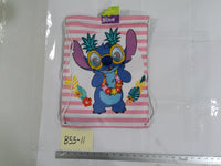 Disney Stitch Gym Bag Girls Medium Pink Striped Drawstring Tropical NWT