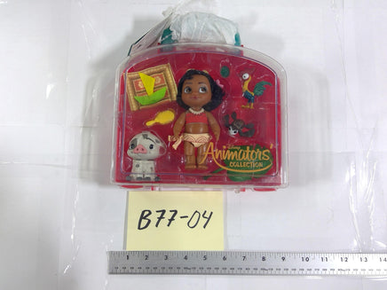 Disney Animators Collection Moana 3in Doll Playset Case Toy Figures Pua Heihei