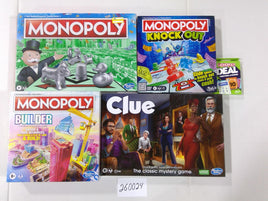 Hasbro Family Board Game Lot Clue Monopoly Knock Out Builder Deal New Sealed